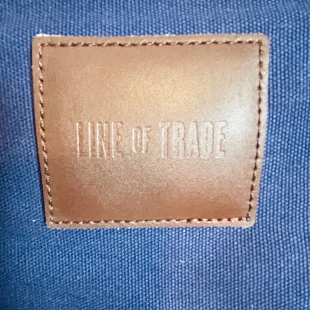 Line‎ of Trade Weekender Duffel Bag Blue Canvas Leather Trim Travel Overnight